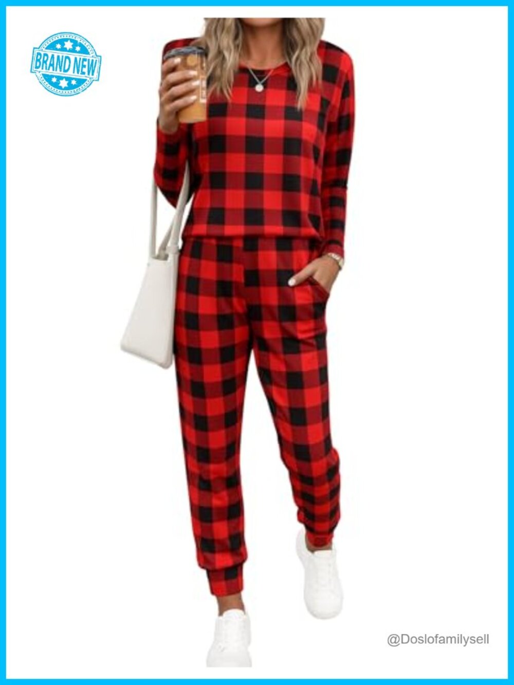 Women's 2 Piece Pajama Set Long Sleeve Jogger PJs with Pockets